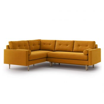 Coltar extensibil dreapta Optisofa, Esme Golden Velvet, 240x197x85 cm - Optisofa, Galben & Auriu