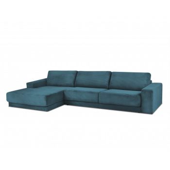 Coltar extensibil stanga Milo Casa, Donatella Turquoise, turcoaz, 350x180x84 cm - Milo Casa, Albastru