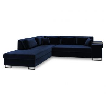 Coltar extensibil stanga Cosmopolitan Design, York Dark Blue, 277x220x74 cm - COSMOPOLITAN Design