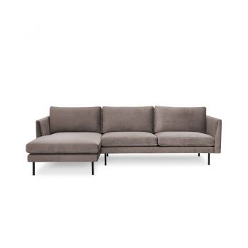 Coltar William, lemn masiv, gri deschis, 82 x 262 x 158 cm