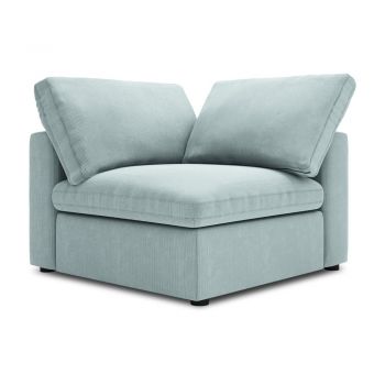 Modul reversibil de colț cu tapițerie din catifea pentru canapea Windsor & Co Sofas Galaxy, albastru deschis