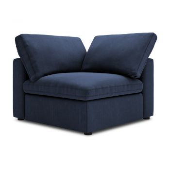 Modul reversibil de colț cu tapițerie din catifea pentru canapea Windsor & Co Sofas Galaxy, albastru închis