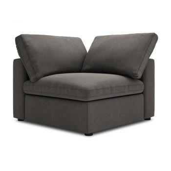 Modul reversibil de colț cu tapițerie din catifea pentru canapea Windsor & Co Sofas Galaxy, maro închis