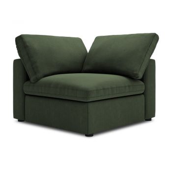 Modul reversibil de colț cu tapițerie din catifea pentru canapea Windsor & Co Sofas Galaxy, verde închis