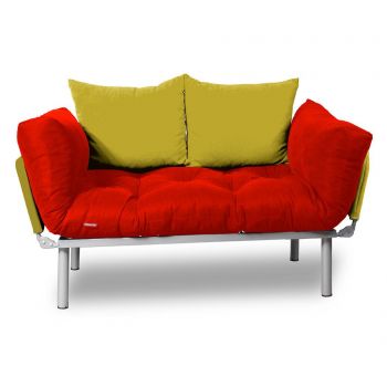 Sofa extensibila Sera Tekstil, Relax Red Yellow, rosu/galben - SERA TEKSTIL, Galben & Auriu