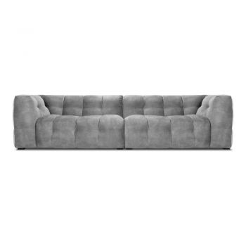 Canapea cu tapițerie din catifea Windsor & Co Sofas Vesta, 280 cm, gri