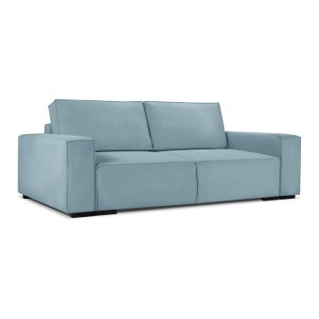 Canapea extensibilă din catifea Mazzini Sofas Azalea, albastru deschis