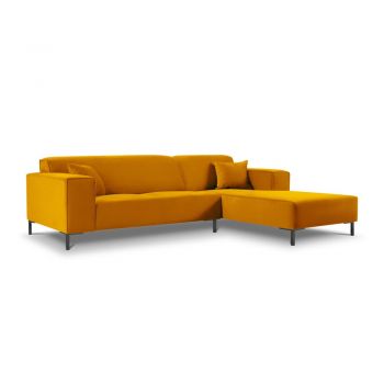 Colțar din catifea cu extensie pe partea dreaptă Cosmopolitan Design Siena, galben Colțar din catifea cu extensie pe partea dreaptă Cosmopolitan Design Siena, galben