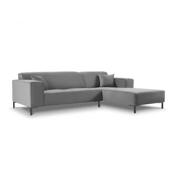 Colțar din catifea cu extensie pe partea dreaptă Cosmopolitan Design Siena, gri deschis Colțar din catifea cu extensie pe partea dreaptă Cosmopolitan Design Siena, gri deschis