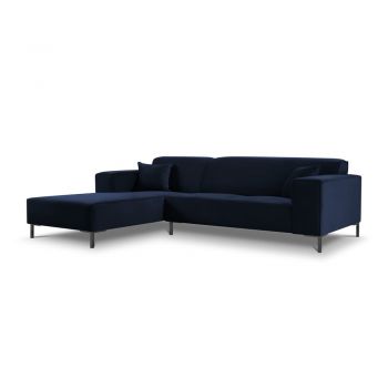 Colțar din catifea cu extensie pe partea stângă Cosmopolitan Design Siena, albastru Colțar din catifea cu extensie pe partea stângă Cosmopolitan Design Siena, albastru