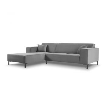 Colțar din catifea cu extensie pe partea stângă Cosmopolitan Design Siena, gri deschis Colțar din catifea cu extensie pe partea stângă Cosmopolitan Design Siena, gri deschis