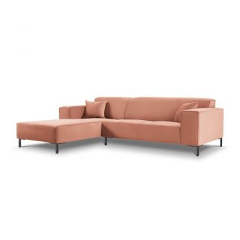 Colțar din catifea cu extensie pe partea stângă Cosmopolitan Design Siena, roz Colțar din catifea cu extensie pe partea stângă Cosmopolitan Design Siena, roz