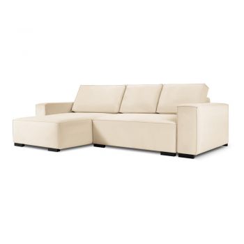 Colțar externsibil variabil din catifea Mazzini Sofas Azalea, bej