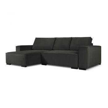 Colțar externsibil variabil din catifea Mazzini Sofas Azalea, negru