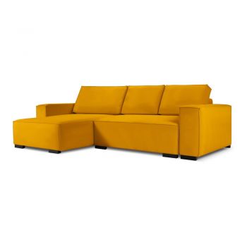 Colțar externsibil variabil din catifea Mazzini Sofas Azalea, portocaliu