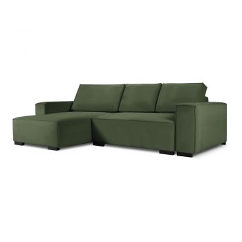 Colțar externsibil variabil din catifea Mazzini Sofas Azalea, verde