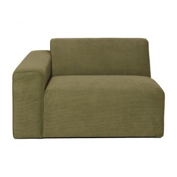 Modul cu tapițerie din reiat pentru canapea colț de stânga Scandic Sting, 124 cm, verde