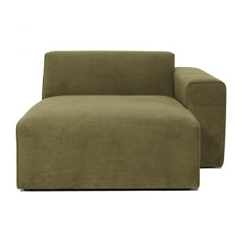 Modul șezlong cu tapițerie din reiat pentru canapea colț dreapta Scandic Sting, verde