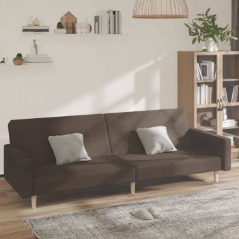 vidaXL Canapea extensibilă cu 2 locuri, maro închis, textil