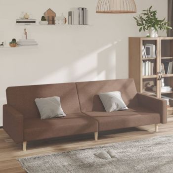 vidaXL Canapea extensibilă cu 2 locuri, maro, textil