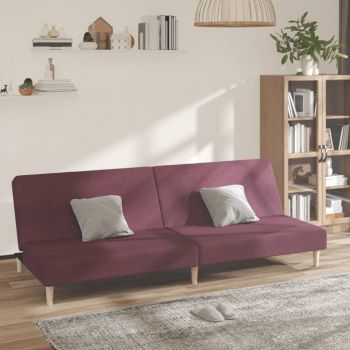 vidaXL Canapea extensibilă cu 2 locuri, violet, textil