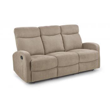 Canapea Recliner tapitata cu stofa, 3 locuri Osmond 3S Bej, l180xA95xH100 cm