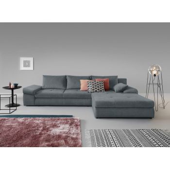 Coltar Banes Chester 14 Extensibil cu Arcuri Ondulate si Spuma Poliuretanica, Universal (pe Stanga sau pe Dreapta), Suprafata de Dormit 245x140 cm, tapitat cu Stofa Water Repellent, cu Lada de Depozitare, Perne Incluse, l313xA215xH82 cm