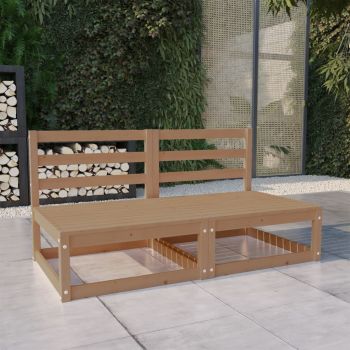 vidaXL Canapea de grădină cu 2 locuri, maro miere, lemn masiv de pin