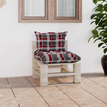 vidaXL Canapea de grădină din paleți, de mijloc, cu perne, lemn pin