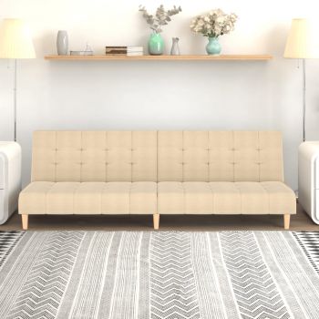 vidaXL Canapea extensibilă cu 2 locuri, crem, textil