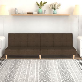 vidaXL Canapea extensibilă cu 2 locuri, maro închis, textil