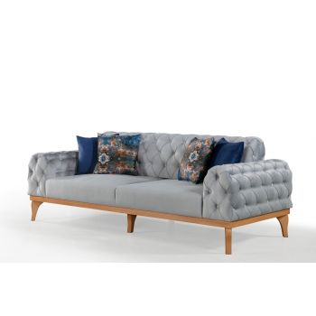 Canapea Elena-toledo08, Pandia Home, 230x95x85 cm, lemn, gri