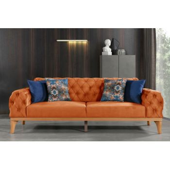 Canapea Elena-toledo11, Pandia Home, 230x95x85 cm, lemn, portocaliu