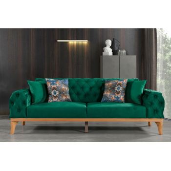 Canapea Elena-toledo35, Pandia Home, 230x95x85 cm, lemn, verde inchis