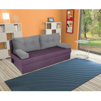 Canapea extensibila Alfi 192x80x77 cm cu lada de depozitare, Purple/Light Grey