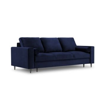 Canapea extensibila, Camellia, Mazzini Sofas, 3 locuri, cu lada de depozitare, 220x100x92 cm, catifea, albastru regal