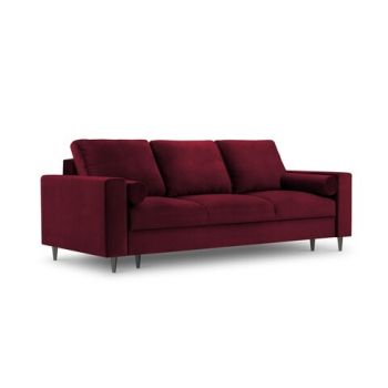 Canapea extensibila, Camellia, Mazzini Sofas, 3 locuri, cu lada de depozitare, 220x100x92 cm, catifea, rosu