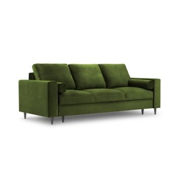 Canapea extensibila, Camellia, Mazzini Sofas, 3 locuri, cu lada de depozitare, 220x100x92 cm, catifea, verde