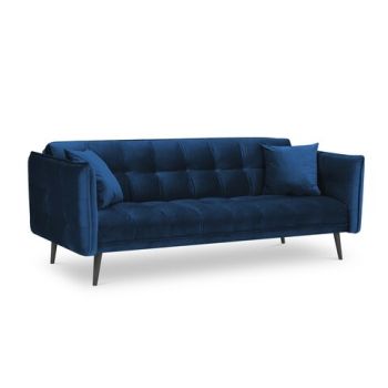 Canapea extensibila, Canna, Mazzini Sofas, 3 locuri, 225x100x85 cm, catifea, albastru regal