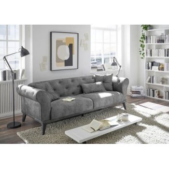 Canapea extensibila, Chester 3F Grey, 77 x 95 x 237 cm, PAL/metal/poliester