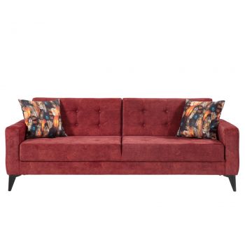 Canapea extensibila Cinar, Pandia Home, 209x80x80 cm, lemn, rosu