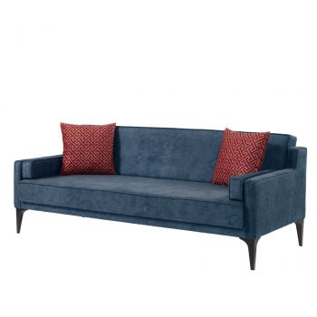 Canapea extensibila Doruk, Pandia Home, 195x80x80 cm, lemn, albastru