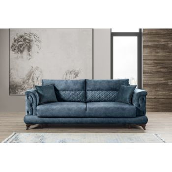 Canapea extensibila Elengans, Pandia Home, 230x90x86 cm, lemn, albastru