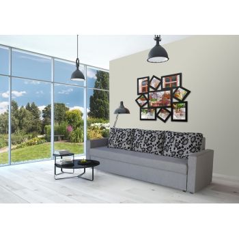 Canapea Extensibila Firenze Grey Black Flower 218x85x85 cm + lada de depozitare ieftina