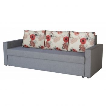 Canapea extensibila Firenze Grey Roses Flower 218x85x85 cm, cu lada de depozitare ieftina