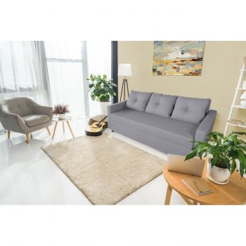 Canapea Extensibila Firenze Lux Grey 218x85x85cm + lada de depozitare, gri ieftina