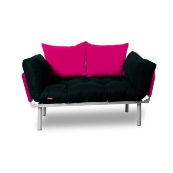 Canapea extensibila Gauge Concept, Black Pink, 2 locuri, 190x70 cm, fier/poliester