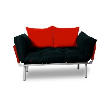 Canapea extensibila Gauge Concept, Black Red, 2 locuri, 190x70 cm, fier/poliester