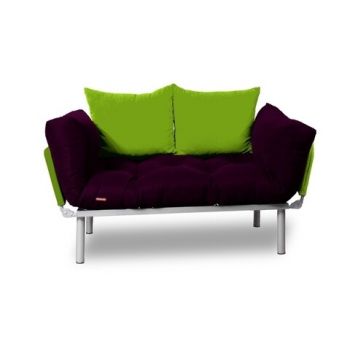 Canapea extensibila Gauge Concept, Damson Green, 2 locuri, 190x70 cm, fier/poliester