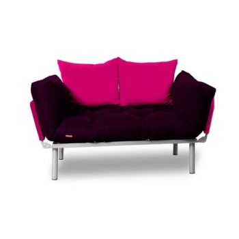 Canapea extensibila Gauge Concept, Damson Pink, 2 locuri, 190x70 cm, fier/poliester